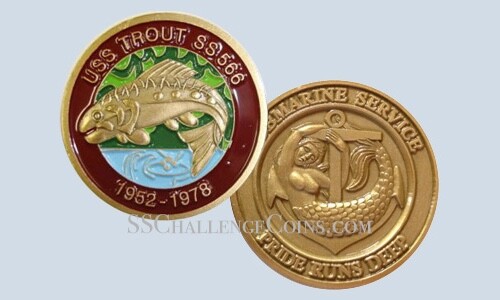 USS Trout SS 566 Submarine Commemorative Coin Design #2