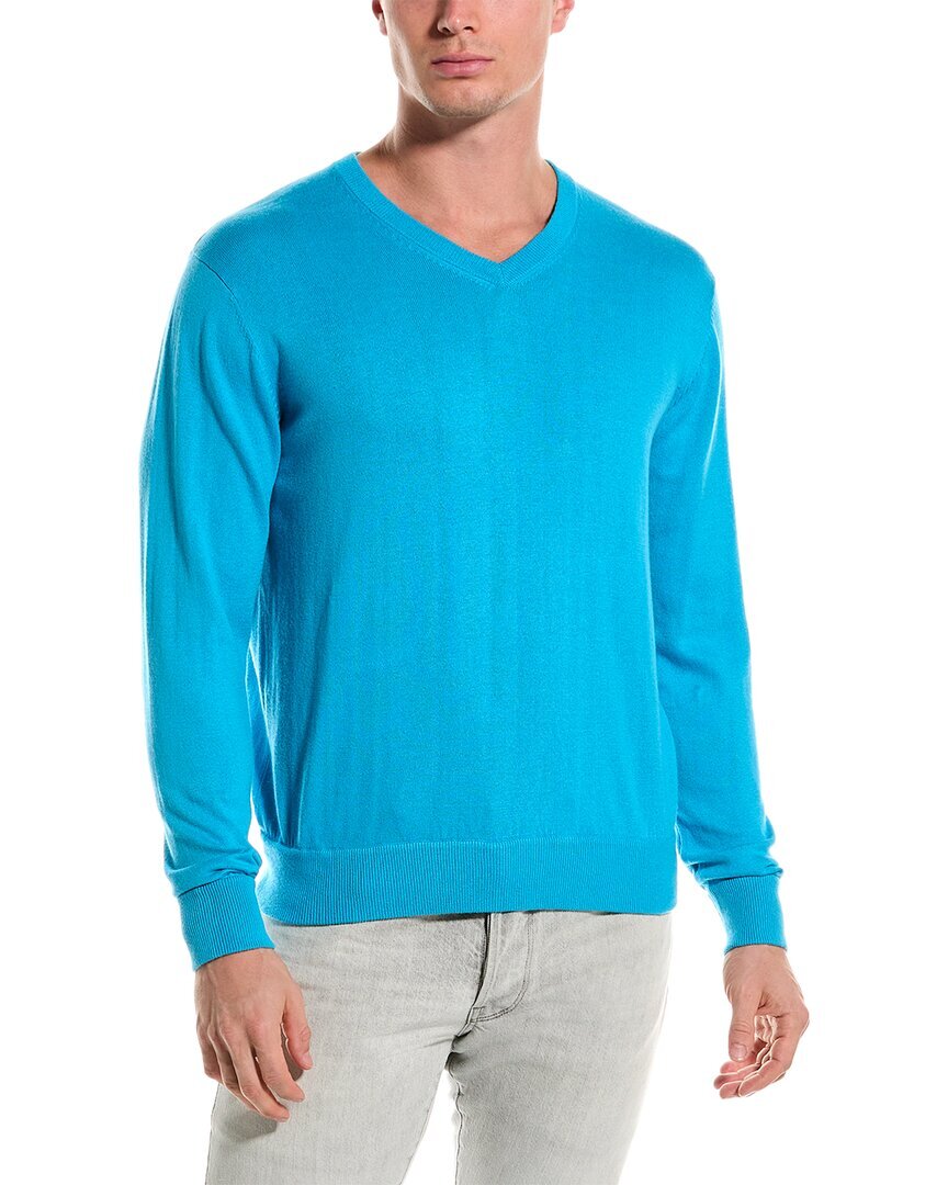 Классический свитер из кашемировой смеси Alashan Cashmere с V-образным вырезом, мужской синий Xl