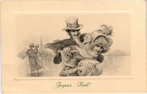 FANTAISIE JOYEUX NOEL gaufrée deux anges sapin de Noel 25