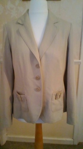 Marks and Spencer linen mix jacket oatmeal beige uk16 spring summer