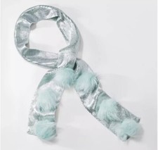 NEW Girls' Silver Foil Pom Scarf - Cat & Jack™ - Silver & Mint - One Size