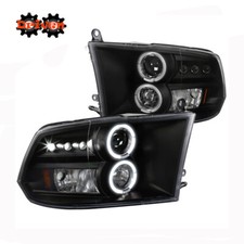 09-18 Dodge Ram 1500250035 Black Housing Headlights Wdual Halo Led Projector 09-18 Dodge Ram 1500250035 Black Housing Headlights Wdual Halo Led Projector