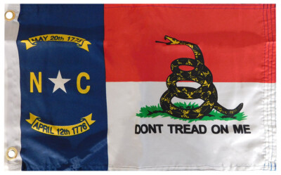 12X18 TRUMP 2024 45-47 North Carolina Gadsden Don't Tread 100D CAR BOAT Flag