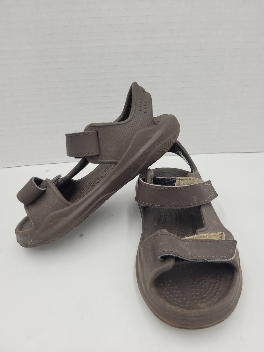 CROCS Kids Brown Leather Sport Sandals Crocs Leather Upper Unisex Kids main image 4