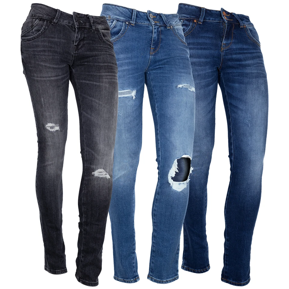 LTB Molly M Stretchjeans Super Slim Fit Mid Rise Damen Denim Used Look Blau Grau - Bild 1 von 1