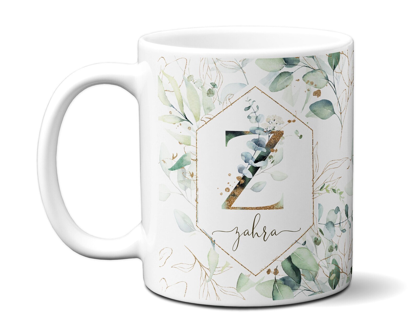 Custom Name Letter Rose Flower Coffee Tea Cup Birthday Gift Idea  
