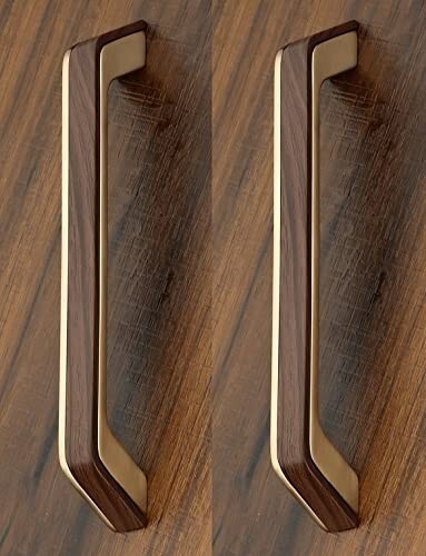 Premium Rose Gold Wooden Finish Wardrobe Door Cabinet Handles Designs Size 96 MM - Picture 1 of 10