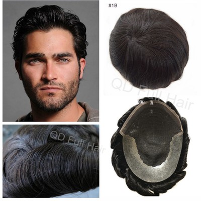 Swiss Lace Front Toupees Human Hair Durable Hair Replacement