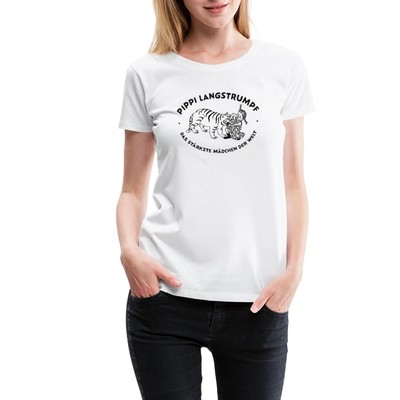 Pippi Langstrumpf Pippi Mit Tiger Und Spruch Frauen Premium Bio T-Shirt