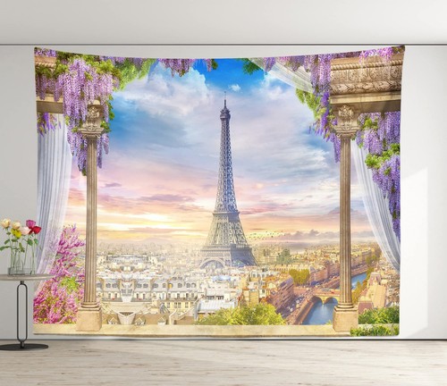 Eiffelturm Wandteppich 105Bx70H cm Paris Frankreich Romantische Stadt Landschaft Wand... - Bild 2 von 7