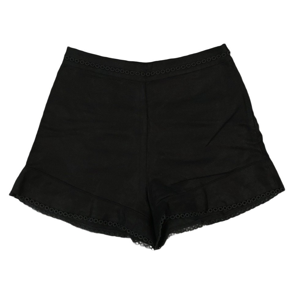 Witchery Shorts Women 10 Black Linen High Waisted Limited Edition Eyelet Trim 10