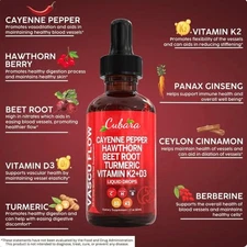 Cayenne Pepper Supplement Liquid Drops + Hawthorn Berry Free shipping