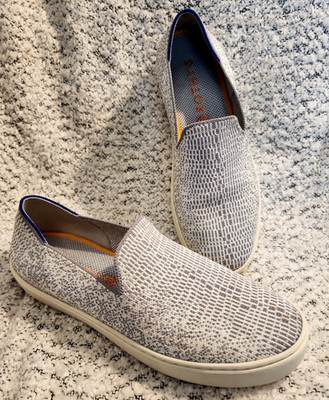 Rothy's The Original Slip On Sneakers Gray Opal Python Casual Comfort Size 8.5 