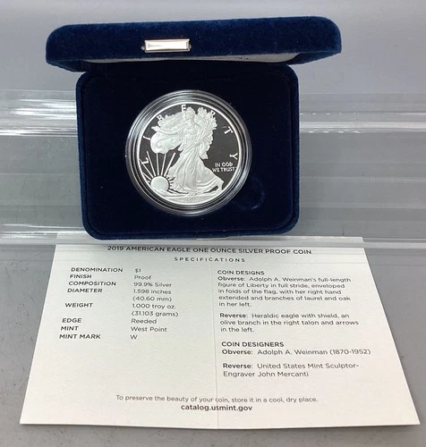 2019 W Proof American Silver Eagle - With Box & CoA