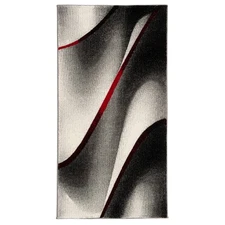 Hollywood Collection Accent Rug - 2'3" x 4', Grey & Red, Mid-Century Modern D...