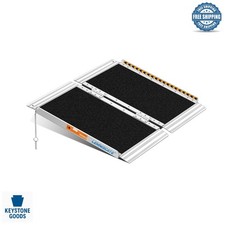 2FT Aluminum Wheelchair Ramp - 800lbs Capacity, Non-Slip, Foldable, Indoor/Ou...