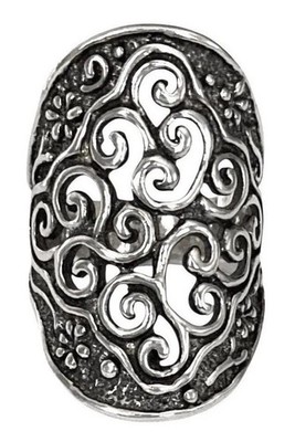OR PAZ ISRAEL~QVC Sterling Silver FILIGREE SCROLL Tall Ring~Size 6~NEW IN BOX!