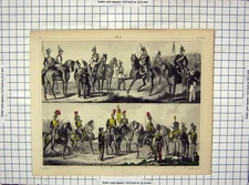 Original Old Antique Print Ref.35 Henry Winkles Engraving Siers Battle Horses