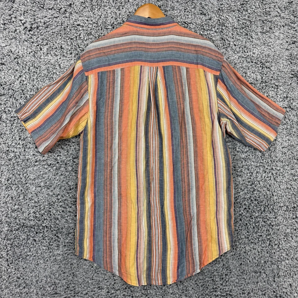 Рубашка мужская The Territory Ahead большая высокая разноцветная в полоску льняная шелковая на пуговицах - Изображение 2 из 4