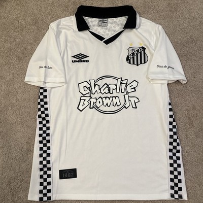 Umbro Santos 1992 Brazilian Soccer Team White T-Shirt Charlie Brown Jr, Size M