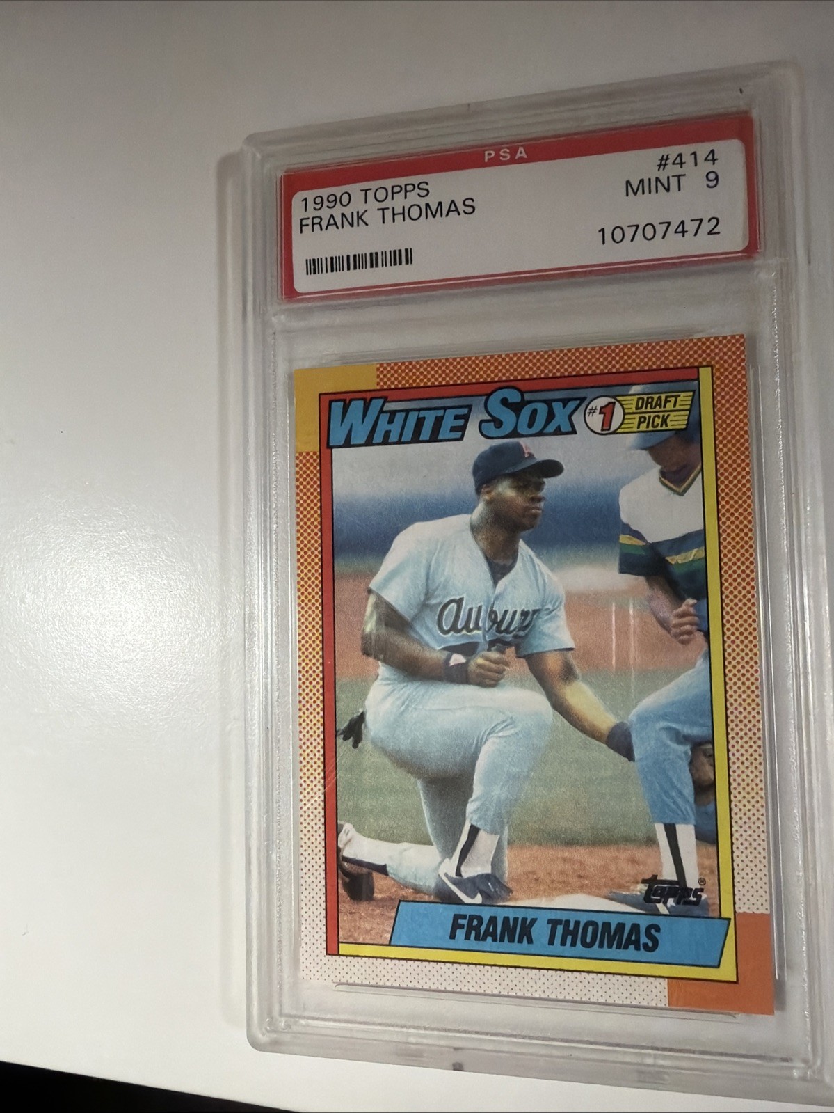 1990 Topps - Frank Thomas #414 Name on Front  (RC) PSA 9 view 3