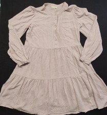 Love Stitch women's pink tiered Linen blend babydoll dress sz. S slip attached