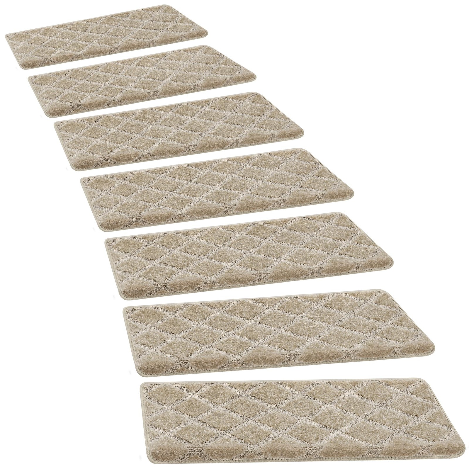 Non-Slip Bullnose Carpet Stair Treads Tape-Free Indoor Pet Safe Stair Protectors