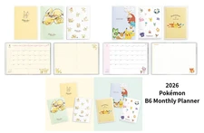 KAMIO JAPAN 2026 Pokémon Planner, B6, Monthly, Small schedule planner 6 Types