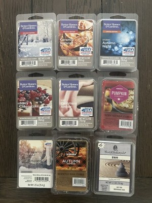 Mixed Lot of 9 Scented Wax Melts Cubes, 1.2oz Assorted Scents. 54 cubes! 