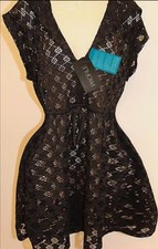 NWT Profile by Gottex Swimsuit Bikini Cover up Tunic Dress Sz M Black Hooded