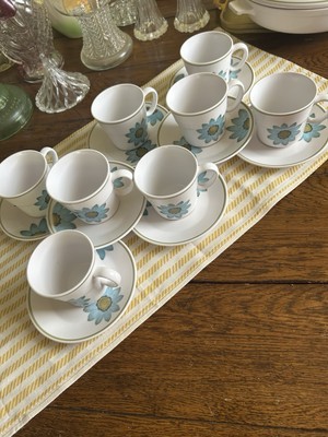 Vintage 1970 s Noritake Progression Up Sa Daisy   Cups & Saucers (set Of 4) 