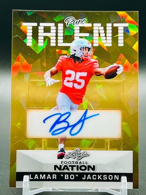 2025 Leaf Football Nation Lamar Bo Jackson Pure Talent Auto 5-Crystal Gold # 1/1
