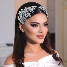 2 PCS Wedding Headpiece for Bride, Handmade Bridal Hair Accessories, Rhinesto...
