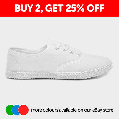 Womens Canvas White Adults Ladies Lace Up Shoes Flat Casual