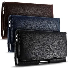 Cell Phone Pouch Case Holster Horizontal Leather Holder with Belt Clip & Loop US