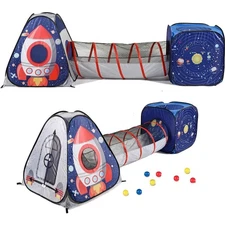 3pc Space Astronaut Pop Up Play Tents with Tunnels for Kids, Boys, Girls, Bab...