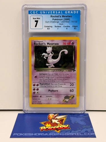 Pokemon 2000 CGC 7 Gym Challenge Unlimited Rocket's Mewtwo Holo 14/132