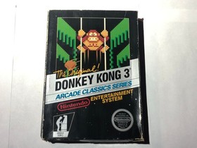 Donkey Kong 3 NES, CIB Complete, 5 Screw, Black Box, Hangtab, NON-CODE Working