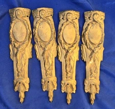 Antique french gilded bronze furniture pediment decoration Set Of 4
