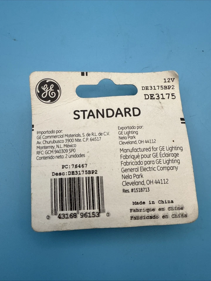 (2) New GE DE3175 Miniature Lamp Bulb 10w 12 volt T3-1/4 Festoon Dome  - Image 2 of 2