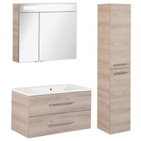 Fackelmann BadmöBel Set B.Clever 3-Tlg. 90-120 Cm Esche Inkl. Led Spiegelschrank