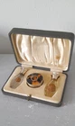 Art Deco 1922/3   Silver Cut Glass Miniature Perfume 2 Bottles & Compact Set