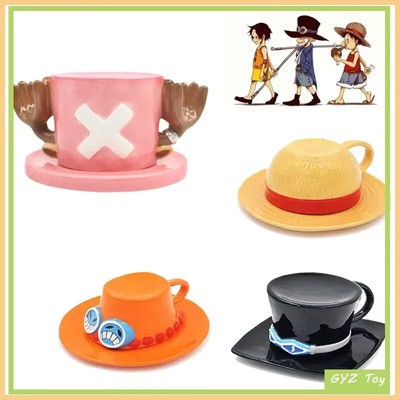 One Piece Mug Water Cup Luffy Ace Sabo Ceramic Cup Hat Shaped Coffee Cup
