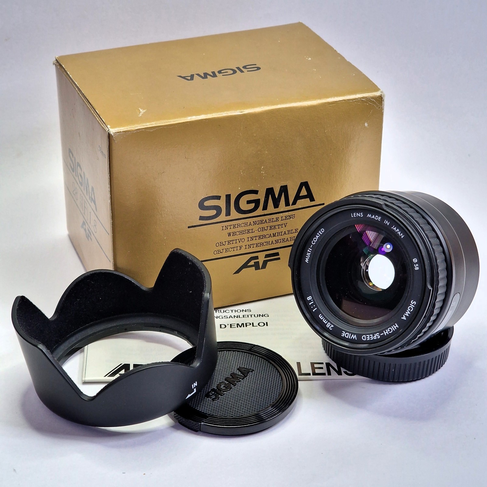Sigma AF 28mm ASP High Speed Wide Angle Lens, SA Mount, Hood, Caps, Please Read