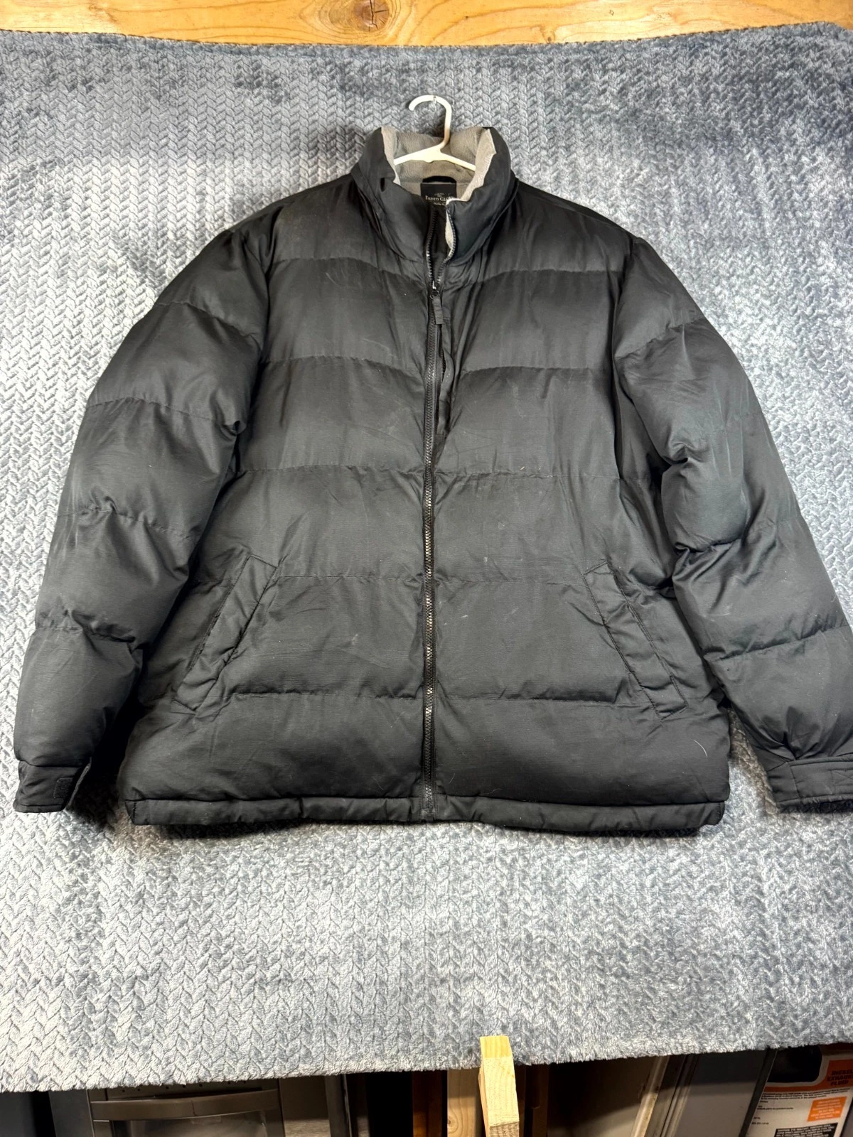 Faded Glory Puffer Jacket Mens L 42-44 Rich Black Outdoor Full Zip Mock Neck