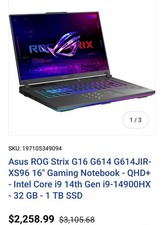 ASUS ROG Strix G16 16'' 1TB SSD Intel Core i9-13980HX 2.2GHz 32GB RAM ...