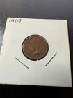 1907 Indian Head Small Cent US One Cent Coin Circulated Rare Copper-Nickel
