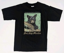 Vintage 90s Great Smoky Mountains National Park Graphic T-Shirt Black Bear Med