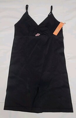 Colsie Women's Cut Out Ribbed Romper, Black, Size Medium 