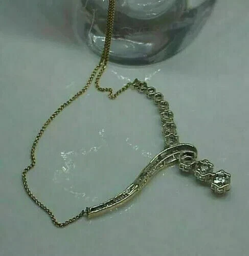 5Ct Baguette Cut Created Diamond Women's Floral Necklace 14k Yellow Gold Finish - Image 3 of 3